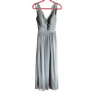 BHLDN Hitherto Fleur Gray Lace Tulle Maxi Prom Wedding Gown 12
